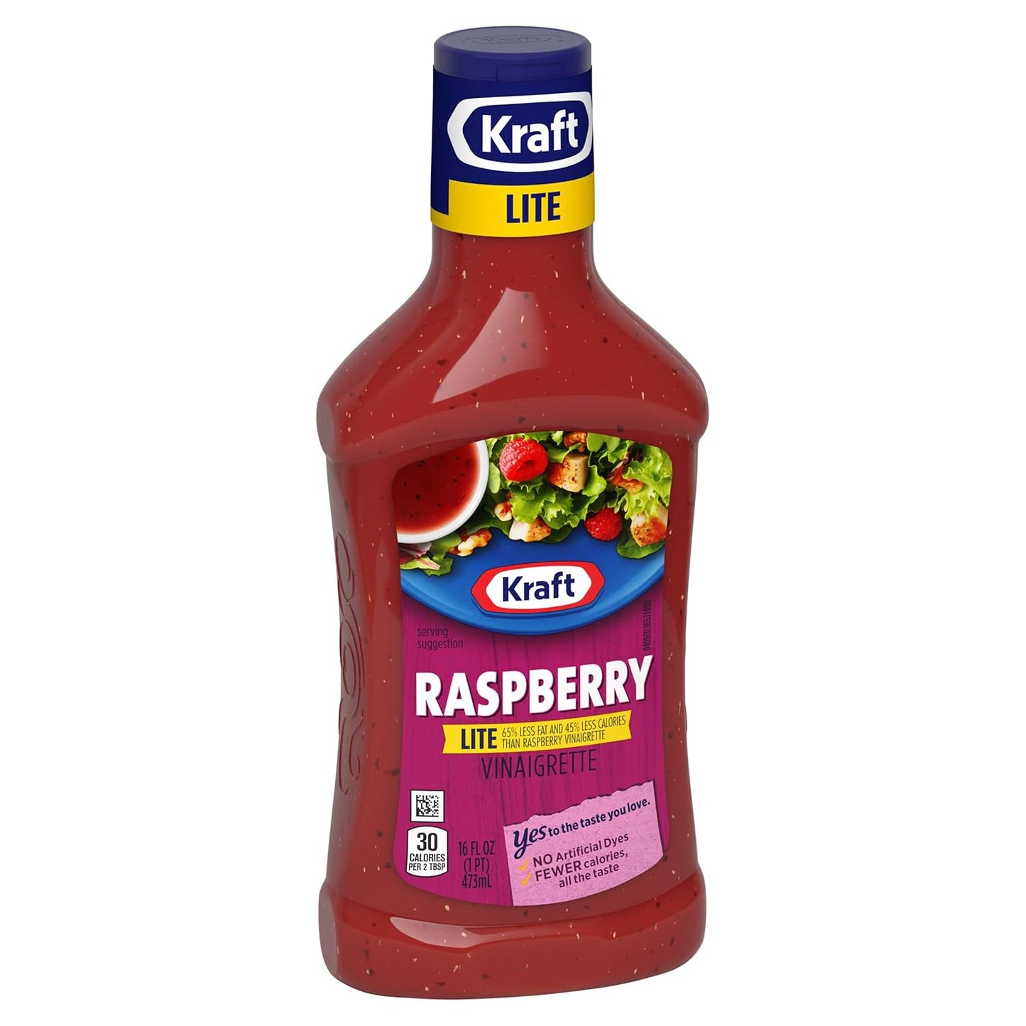 Kraft Raspberry Vinaigrette Lite – Mess-Free Squeezable Dressing for Lunch Packing and Park Meals, 16 fl oz