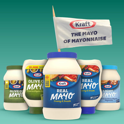 Kraft Real Mayo Creamy & Smooth Mayonnaise for Office Pantry Fridges and Reliable Daily Spread, 30 fl oz Jar