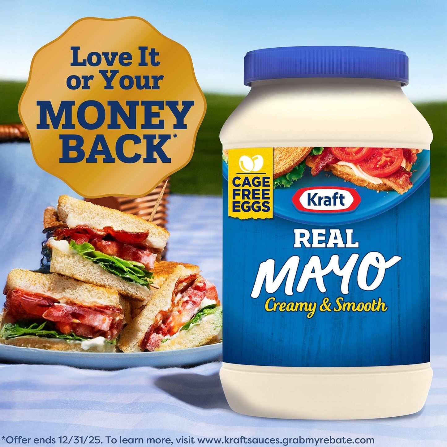 Kraft Real Mayo Creamy & Smooth Mayonnaise for Office Pantry Fridges and Reliable Daily Spread, 30 fl oz Jar