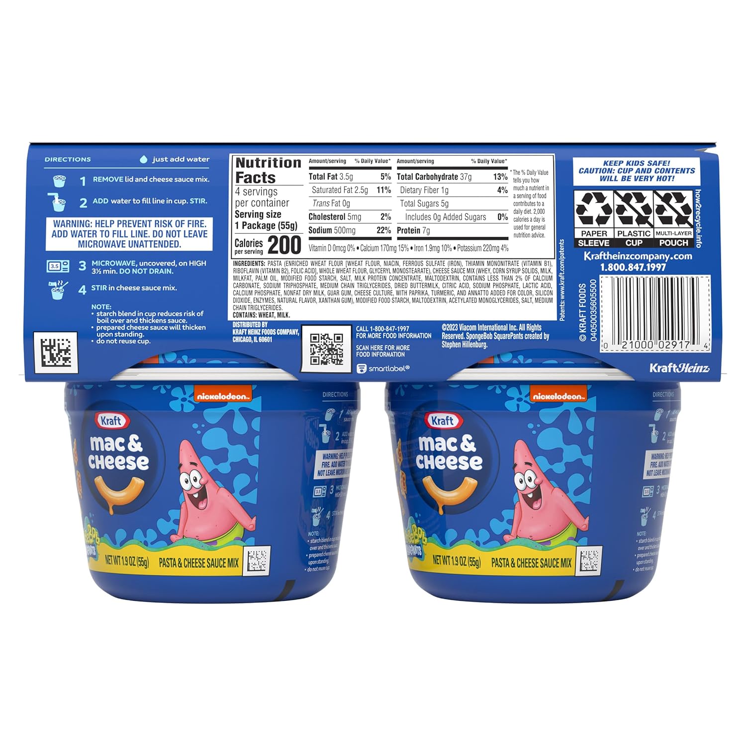 Kraft Super Mario Mac & Cheese Single-Serve Cups Quick Camp Meal or Hotel Microwave Lunch 4 ct