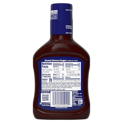 Kraft Sweet Brown Sugar Slow-Simmered Barbecue Sauce, 18 oz Present for Dad on Father's Day and Holiday Cookouts