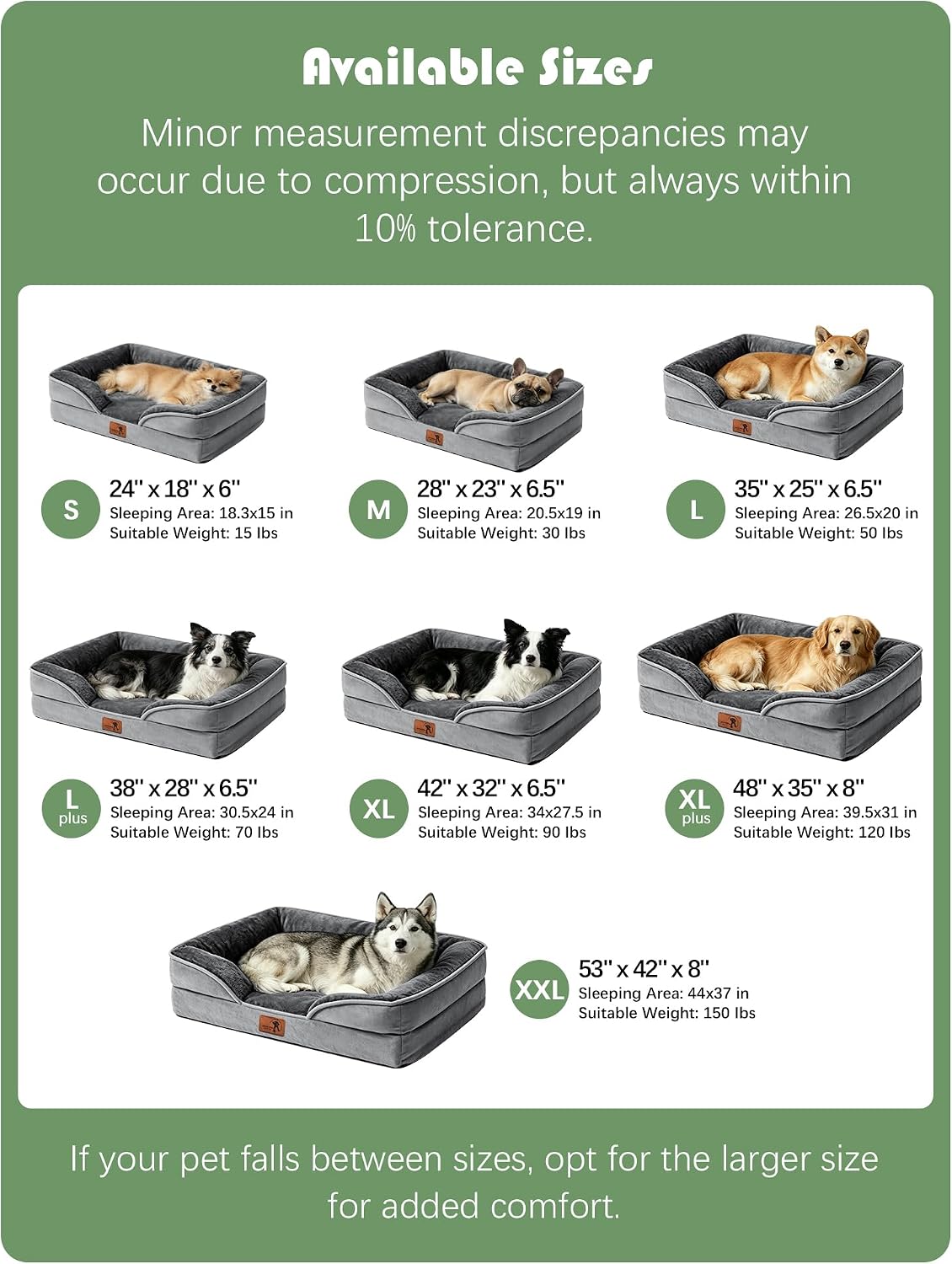 Ksiia Heirloom-Quality Dog Mattress – Plush 4-Sided Bolster Lounge with Waterproof Liner, Medium-Breed Fit