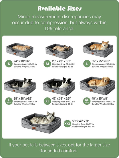 Ksiia Heirloom-Quality Dog Mattress – Plush 4-Sided Bolster Lounge with Waterproof Liner, Medium-Breed Fit