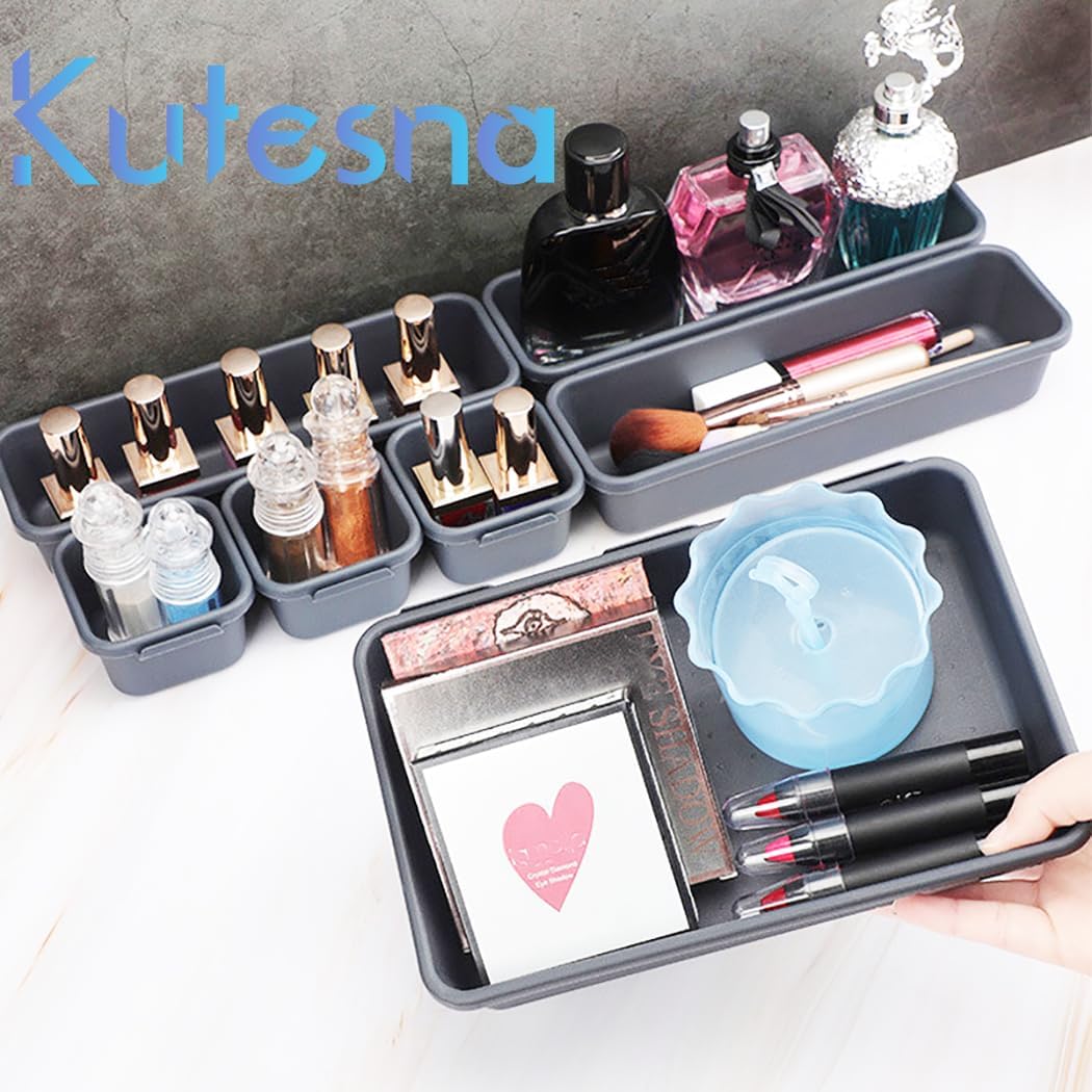 Kutesna 15PCS Interlocking Drawer Organizer – Holiday Gift for College Students Moving Into a Dorm