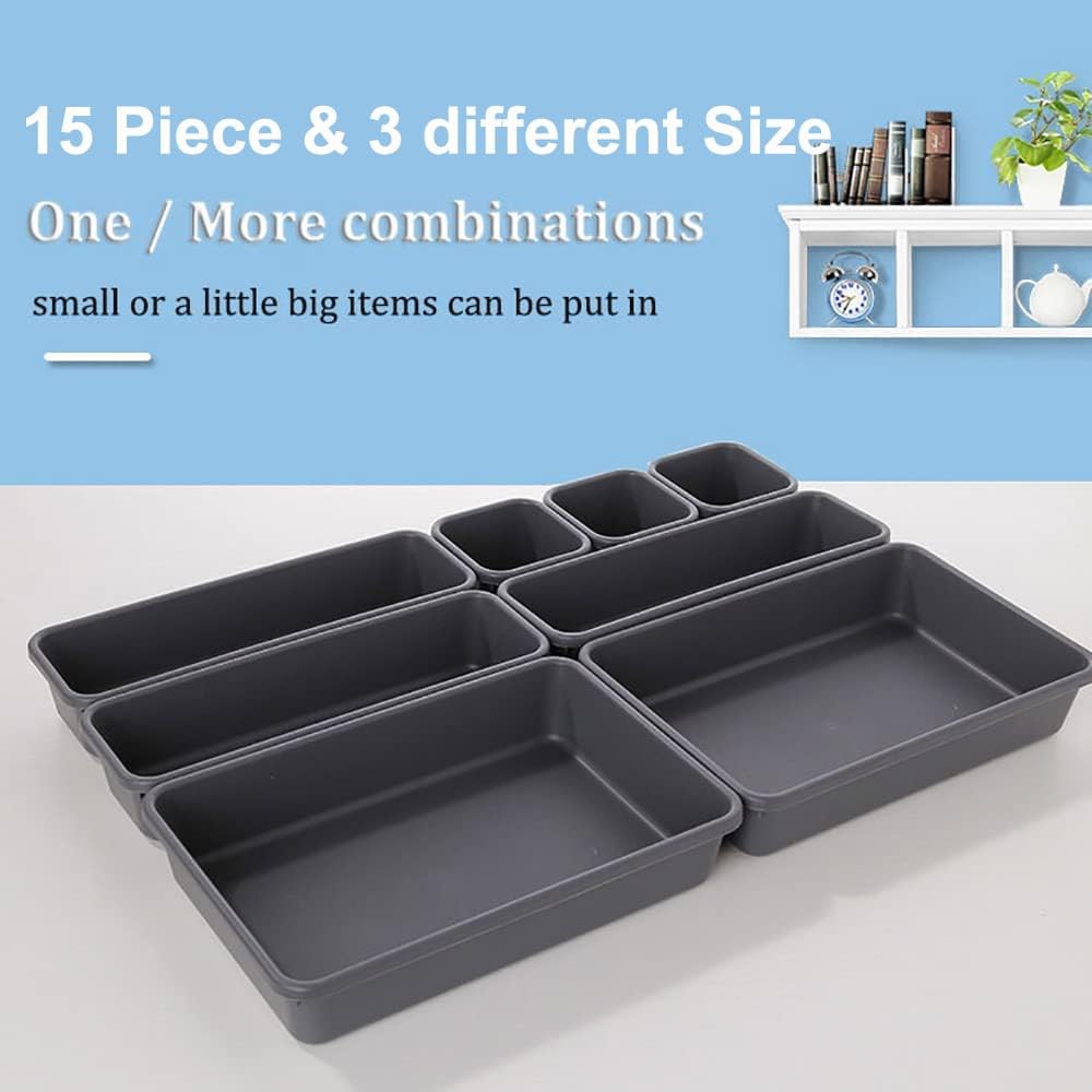 Kutesna 15PCS Interlocking Drawer Organizer – Holiday Gift for College Students Moving Into a Dorm
