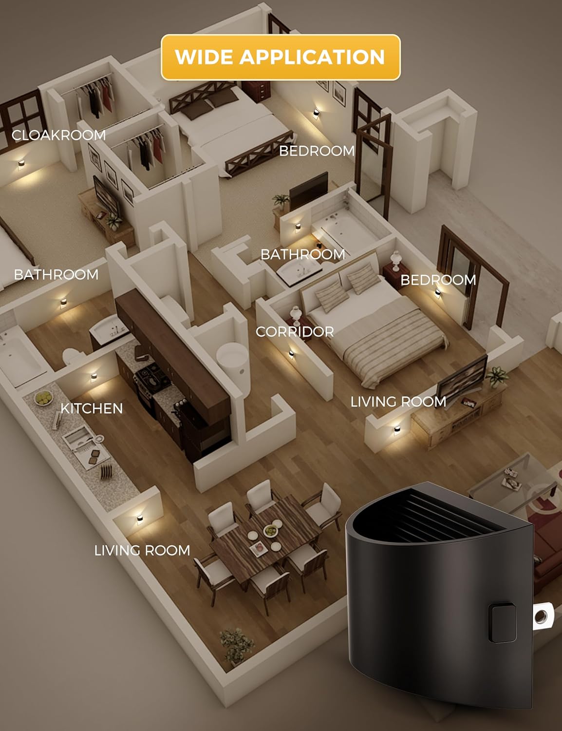 L LOHAS Plug-in Night Light – Safe Nighttime Navigation for Elderly Care, Adjustable 30/60/100 LM