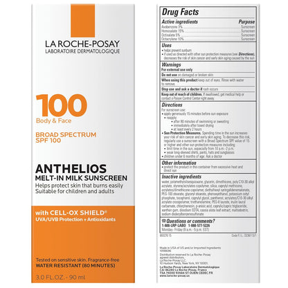 La Roche-Posay Anthelios Melt-In Milk SPF 100 with Panthenol for Soothing Daily Hydration