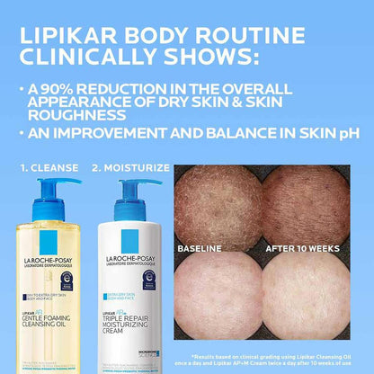 La Roche-Posay Lipikar AP+ Gentle Foaming Cleansing Oil – Multi-Use Face and Body Wash for an Uncluttered Bathroom Counter