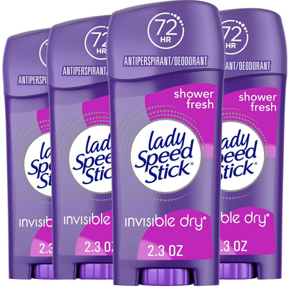 Lady Speed Stick Shower Fresh Antiperspirant – Wellness Routine Staple for Women Who Prioritize Personal Care, 2.3 oz (4 Pack)