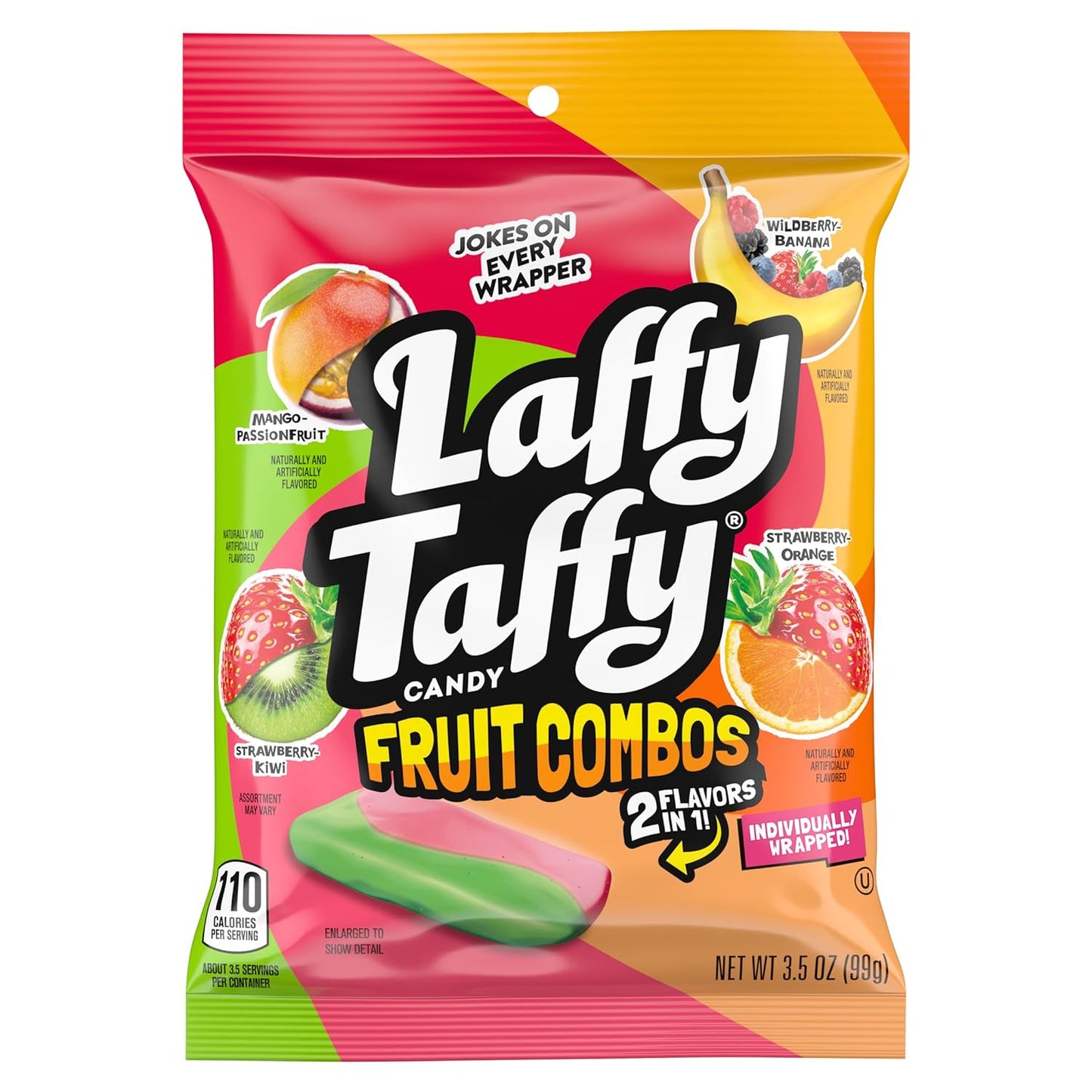 Laffy Taffy Fruit Combos Shared Office Snack, 2-Pack Chewy Candy for Reception Desk and Conference Room