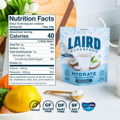 Laird Superfood HYDRATE Single-Ingredient Electrolyte Powder for Intentional, Less-Is-More Wellness Routines