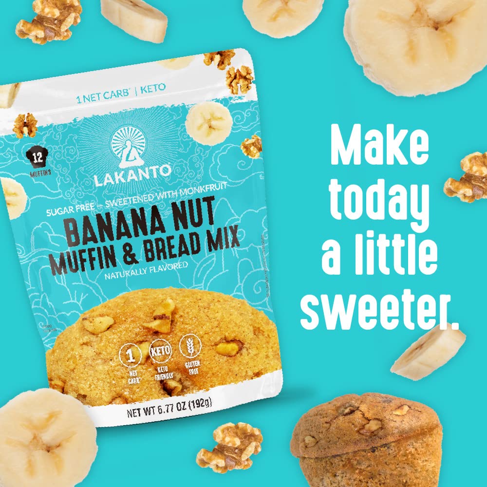 Lakanto Sugar Free Banana Nut Muffin and Bread Mix - Holiday Gift for Low Carb Spouse and Gluten Free Family Members