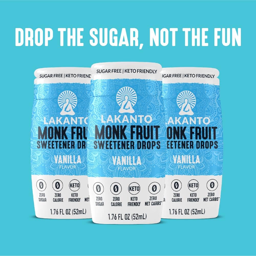 Lakanto Vanilla Monk Fruit Liquid Drops — Sugar Free Wind Down Tea Companion for Diabetic Friendly Self Care