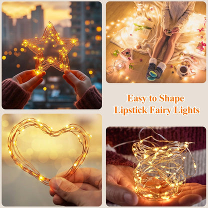 Lakumu Mini LED String Lights Warm White – 8 Mode Twinkle Lights for Cozy Living Room and Bedroom Vignette Styling