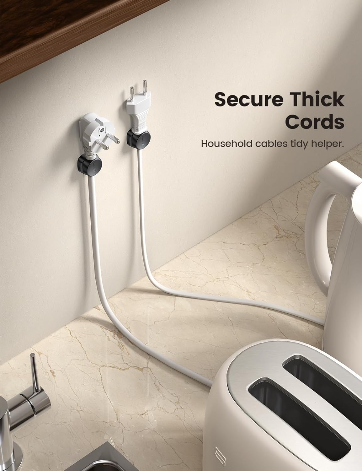 Lamicall Spring Cable Clips – Less-Is-More Countertop Cord Keeper for Kitchens and Nightstands, Black