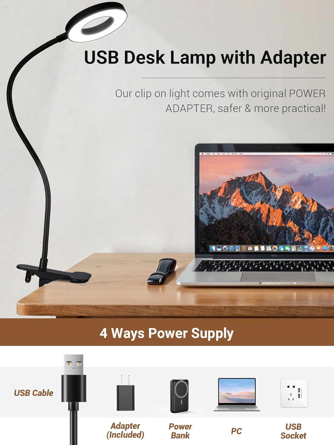 LampDepot Clean-Line USB Desk Lamp for Modern Home Office – Compact Clip Light That Disappears Into the Background