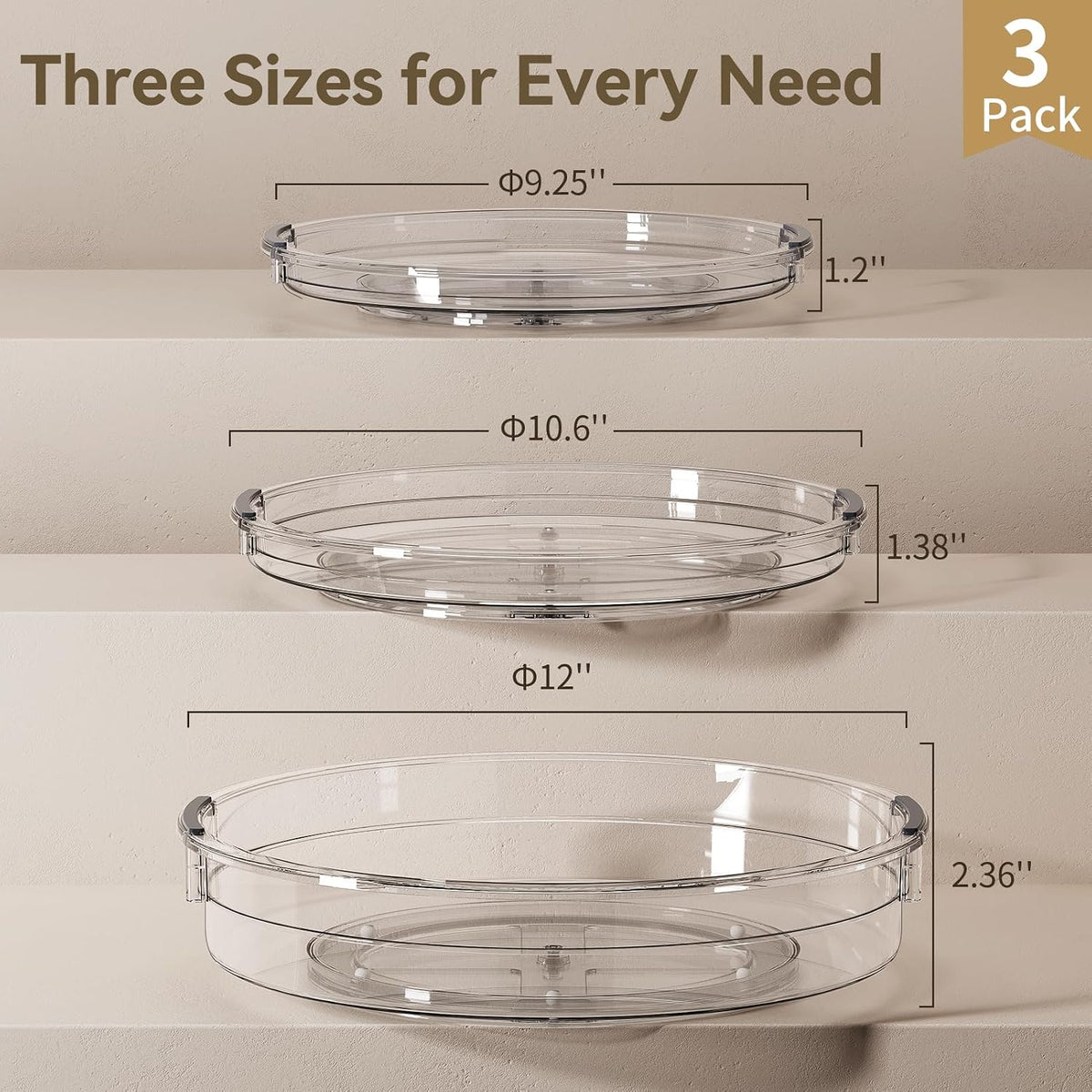 LAMU Spinning Display Tray – 12 Inch Decorative Turntable for Cozy Kitchen Counter and Open Shelf Styling