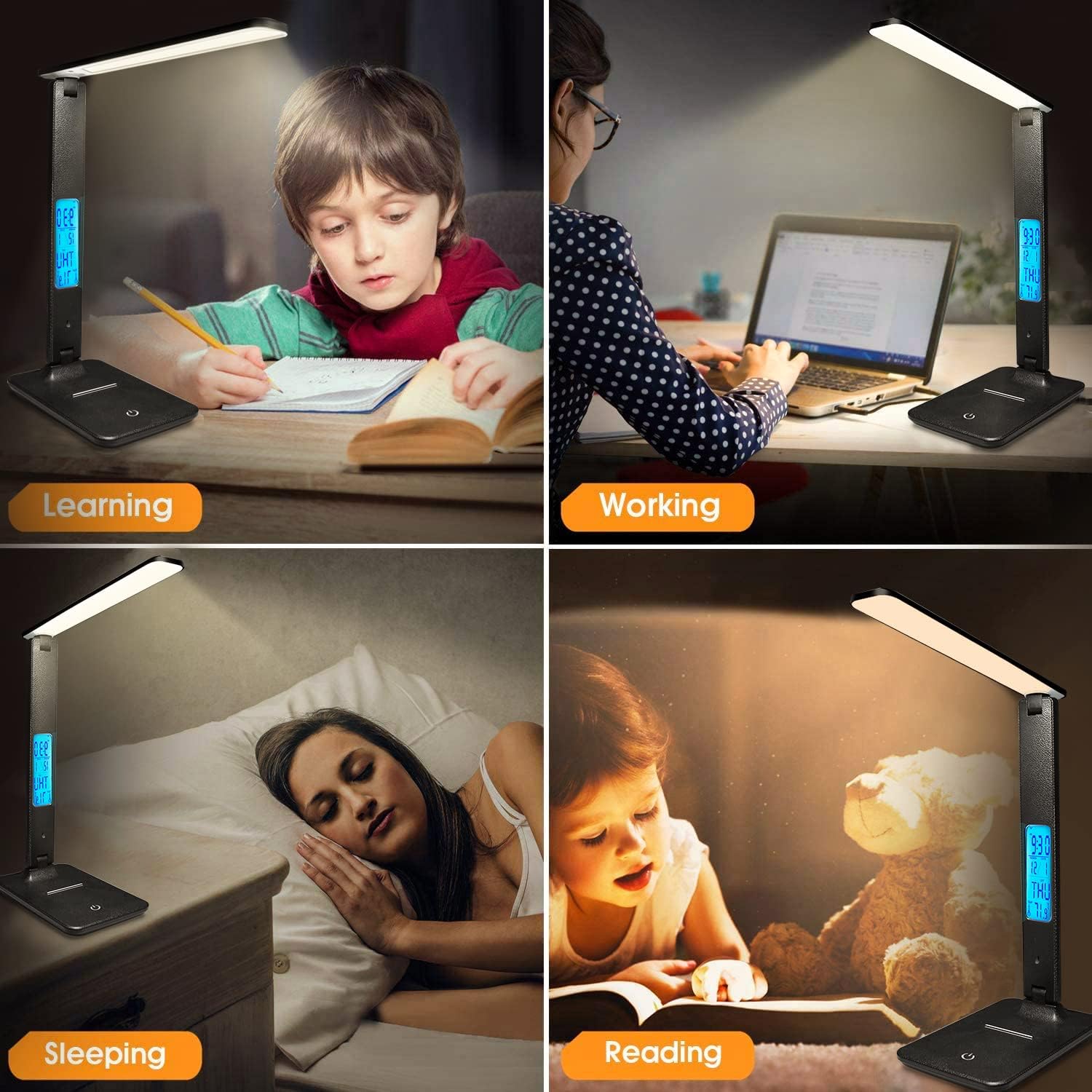 LAOPAO Stylish Home Office Lamp with Wireless Charging Pad – Anti-Glare LED, 3 Color Modes, and Polished Finish for Elevated Interiors
