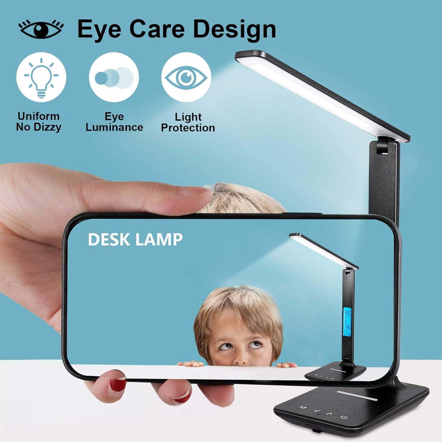 LAOPAO Stylish Home Office Lamp with Wireless Charging Pad – Anti-Glare LED, 3 Color Modes, and Polished Finish for Elevated Interiors