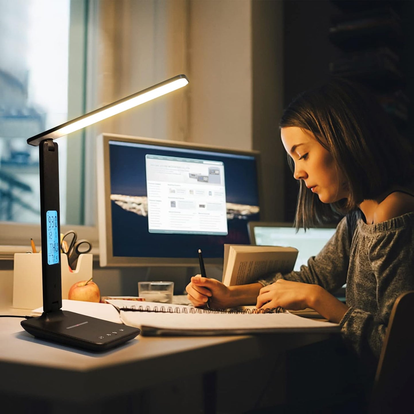 LAOPAO Stylish Home Office Lamp with Wireless Charging Pad – Anti-Glare LED, 3 Color Modes, and Polished Finish for Elevated Interiors