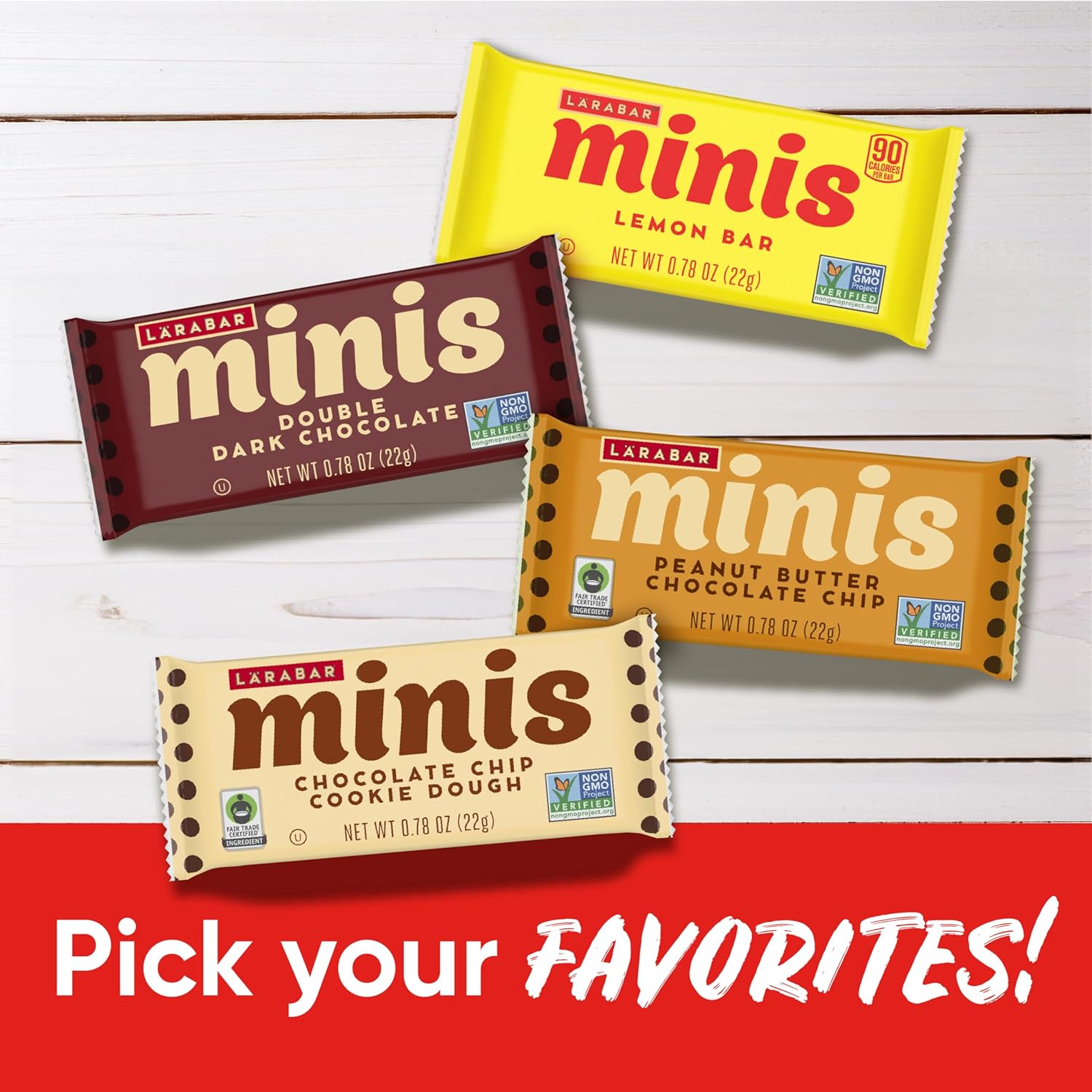 Larabar Minis Cookie Dough Snack Bars – Non-GMO Clean Eating Snack for Self-Care Pantry, 30 Mini Bars