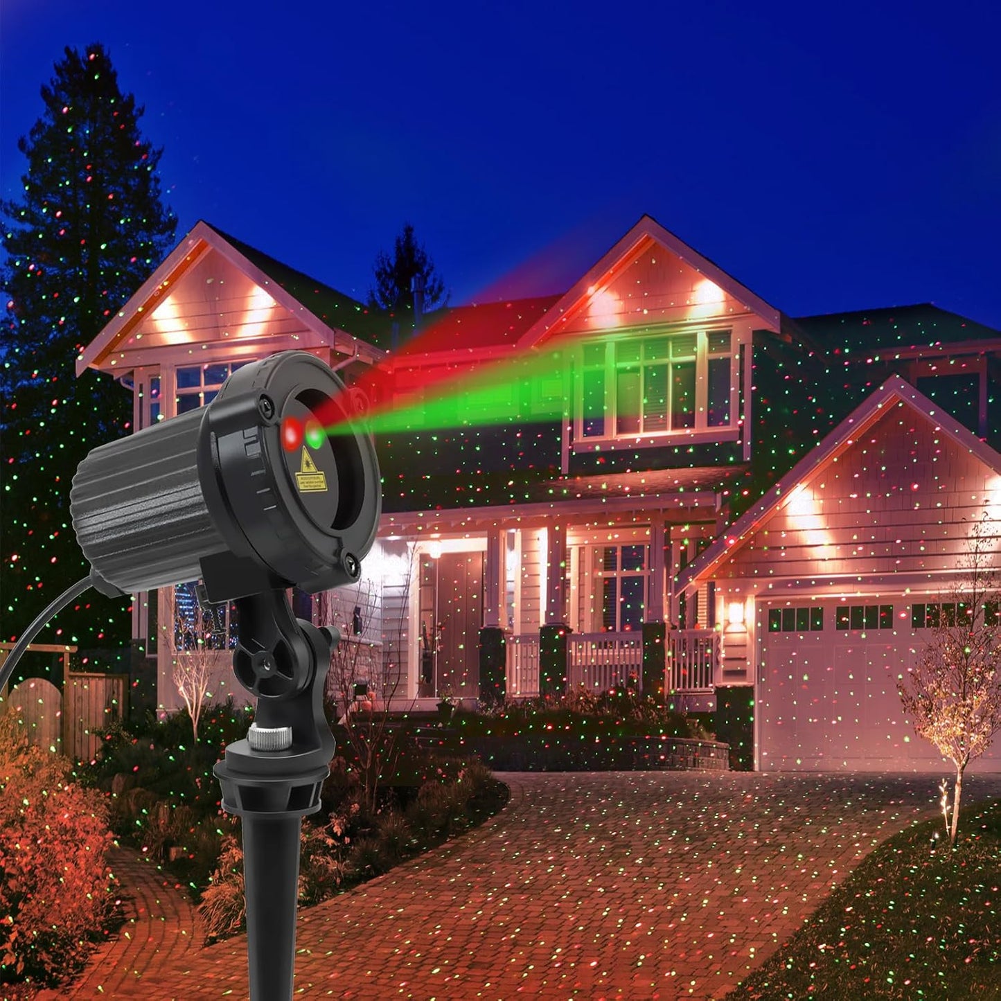 Laser Star Projector Outdoor – Driveway & Facade Holiday Light, Waterproof Landscape Decorator