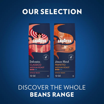 Lavazza House Blend Perfetto Whole Bean Coffee 12oz – Study Desk Coffee for Long Reading Hours, Low Intensity Italian Drip Brew