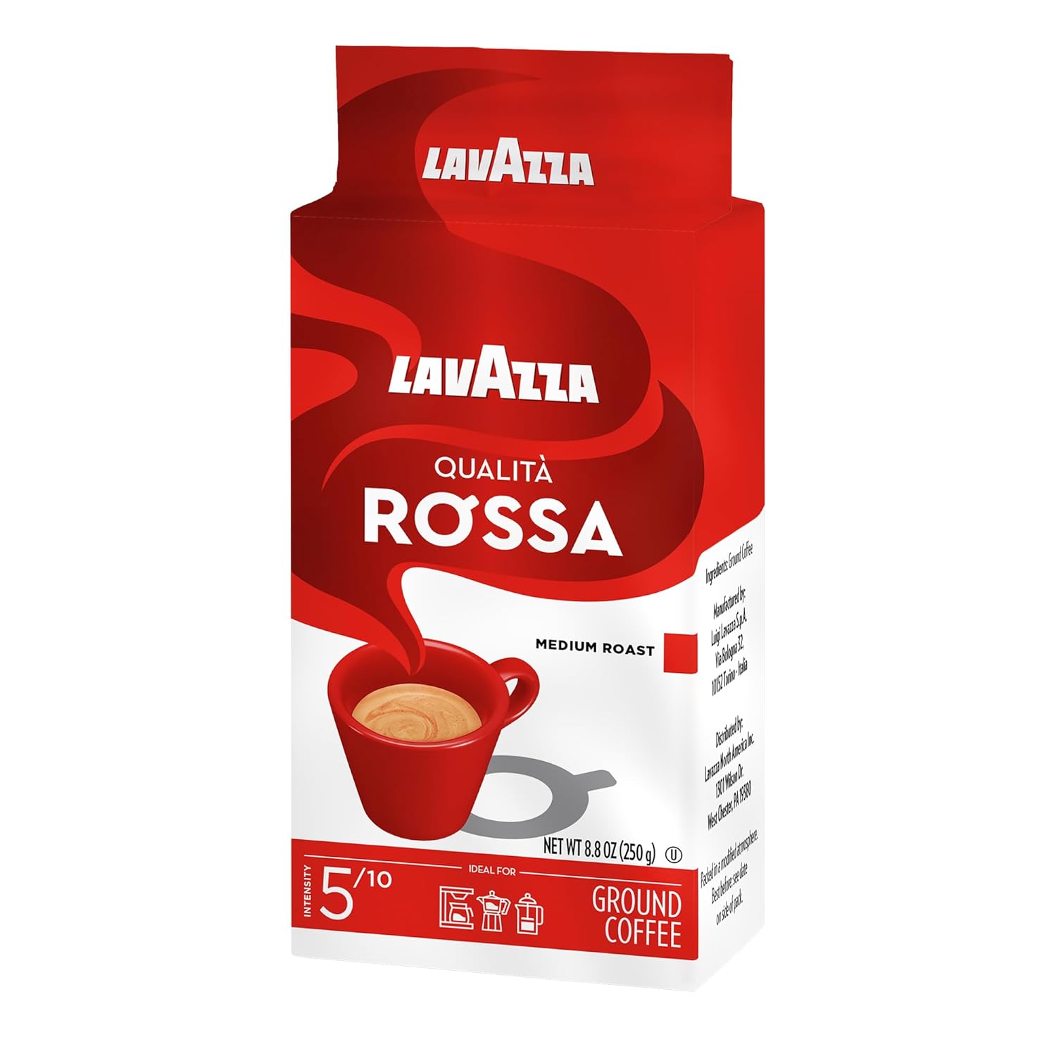 Lavazza Qualità Rossa Ground Coffee – Smooth Medium Roast for Mindful Coffee Breaks, Espresso and French Press