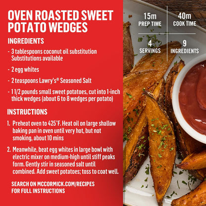 Lawry's 25% Less Sodium Seasoned Salt – Parent-Approved Spice Blend for Picky Eater Favorites