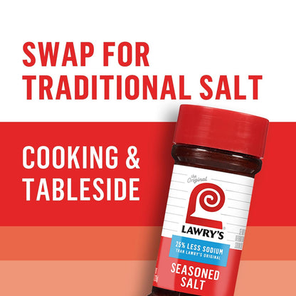 Lawry's 25% Less Sodium Seasoned Salt – Parent-Approved Spice Blend for Picky Eater Favorites
