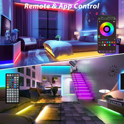 Ledagic Led Lights for Bedroom 100ft - Color Changing LED Strip Lights with Music Sync for Cozy Living Room, Dorm, and Home Party Aesthetic