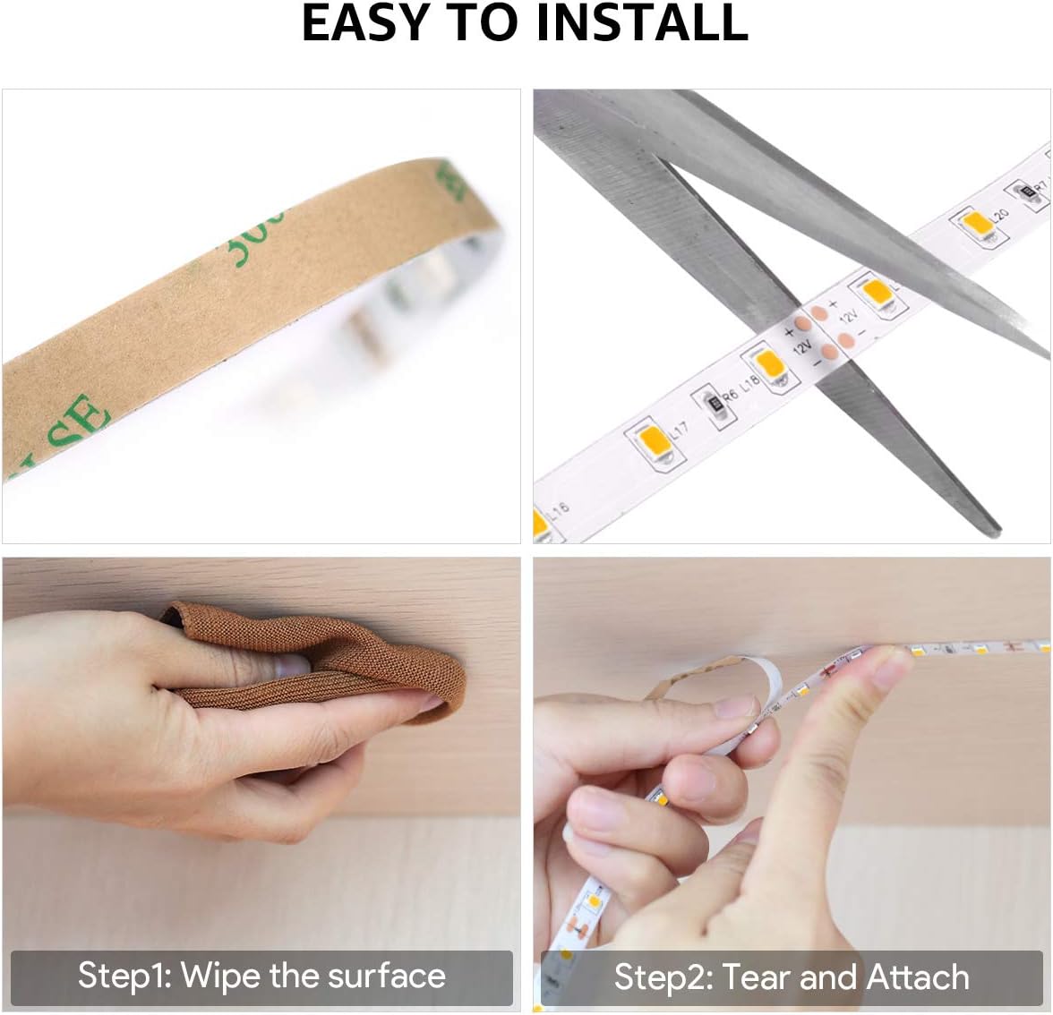 Lepro 16.4ft LED Strip – Minimalist Warm White Lighting for TV Bias, Shelves, and Hidden Wall Glow