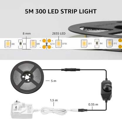 Lepro 16.4ft LED Strip – Minimalist Warm White Lighting for TV Bias, Shelves, and Hidden Wall Glow