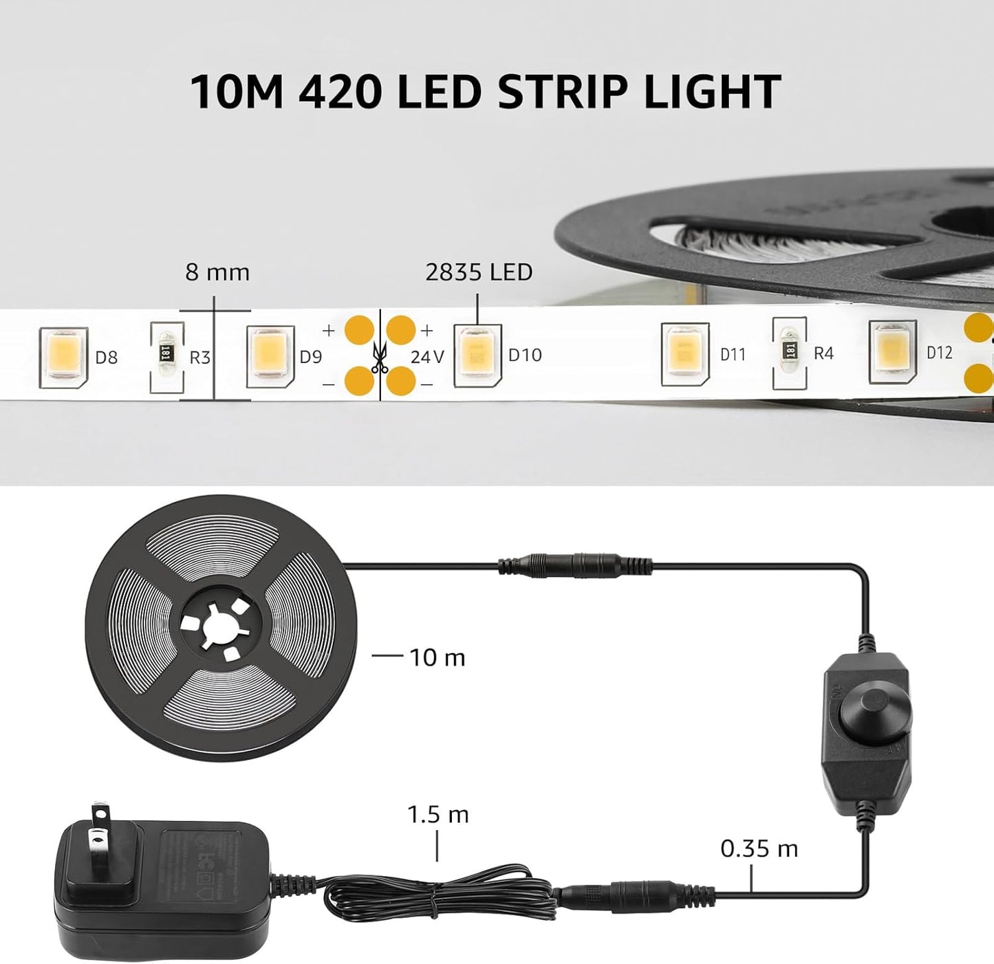 Lepro LED Strip Light – Study and Craft Workbench Illumination, 1800 Lumen Daylight White 32.8 ft