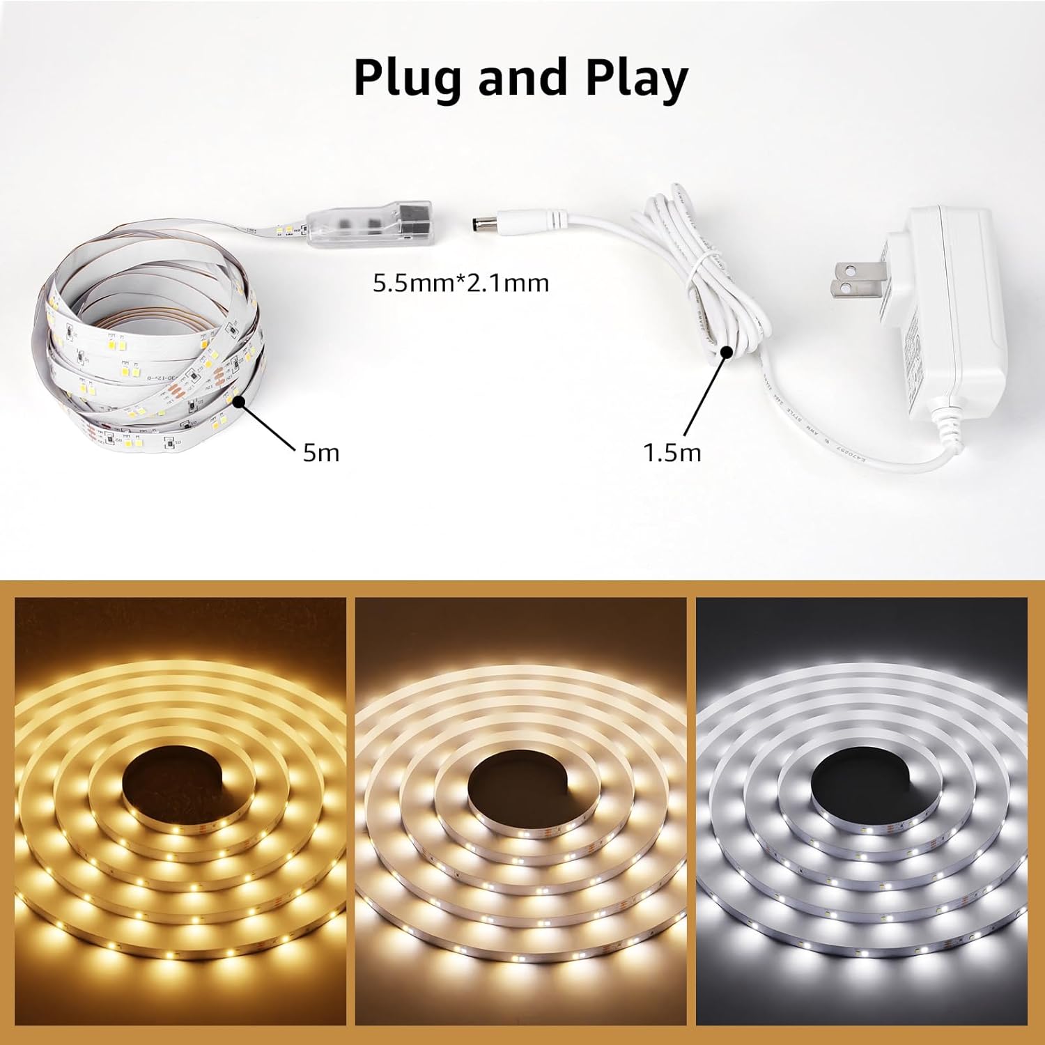 Lepro LED Tunable White Strip Light – Aesthetic Ambient Lighting for Apartments, Cuttable Warm to Cool White Strip