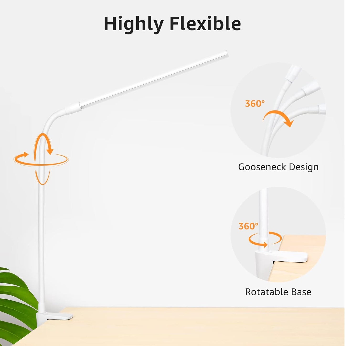 Lepro Modern Accent Lamp for Hobby Rooms, Adjustable LED Clamp Light Blending into Living Room Aesthetic