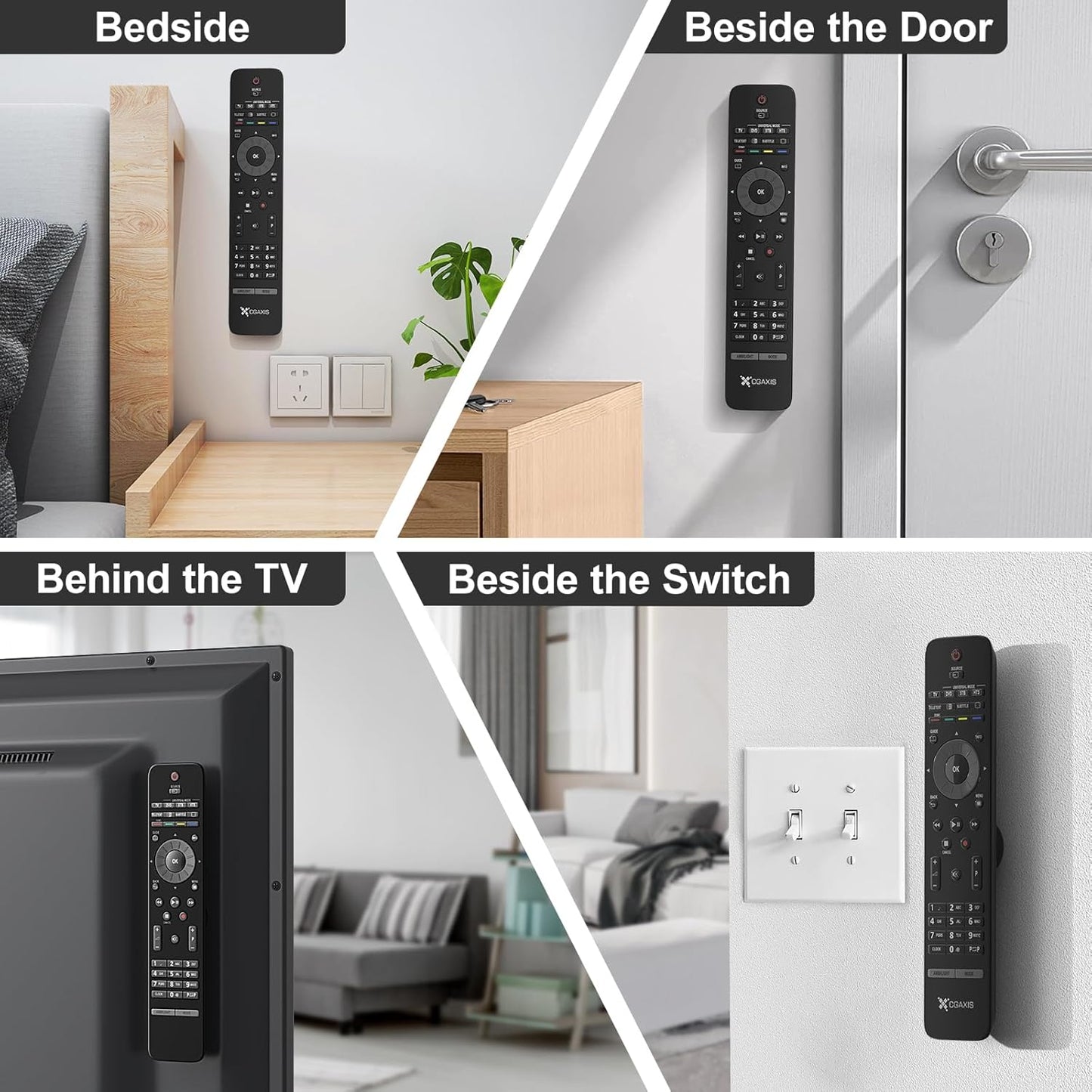 LESSMORE Nd-Fe-B Remote Wall Holder 4 Pack – Compact Adhesive Mount for a Clutter-Free Modern Home