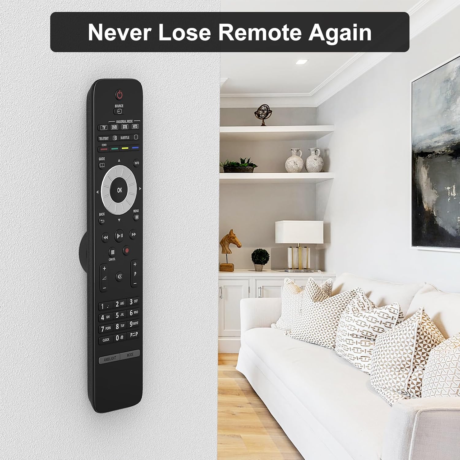 LESSMORE Nd-Fe-B Remote Wall Holder 4 Pack – Compact Adhesive Mount for a Clutter-Free Modern Home