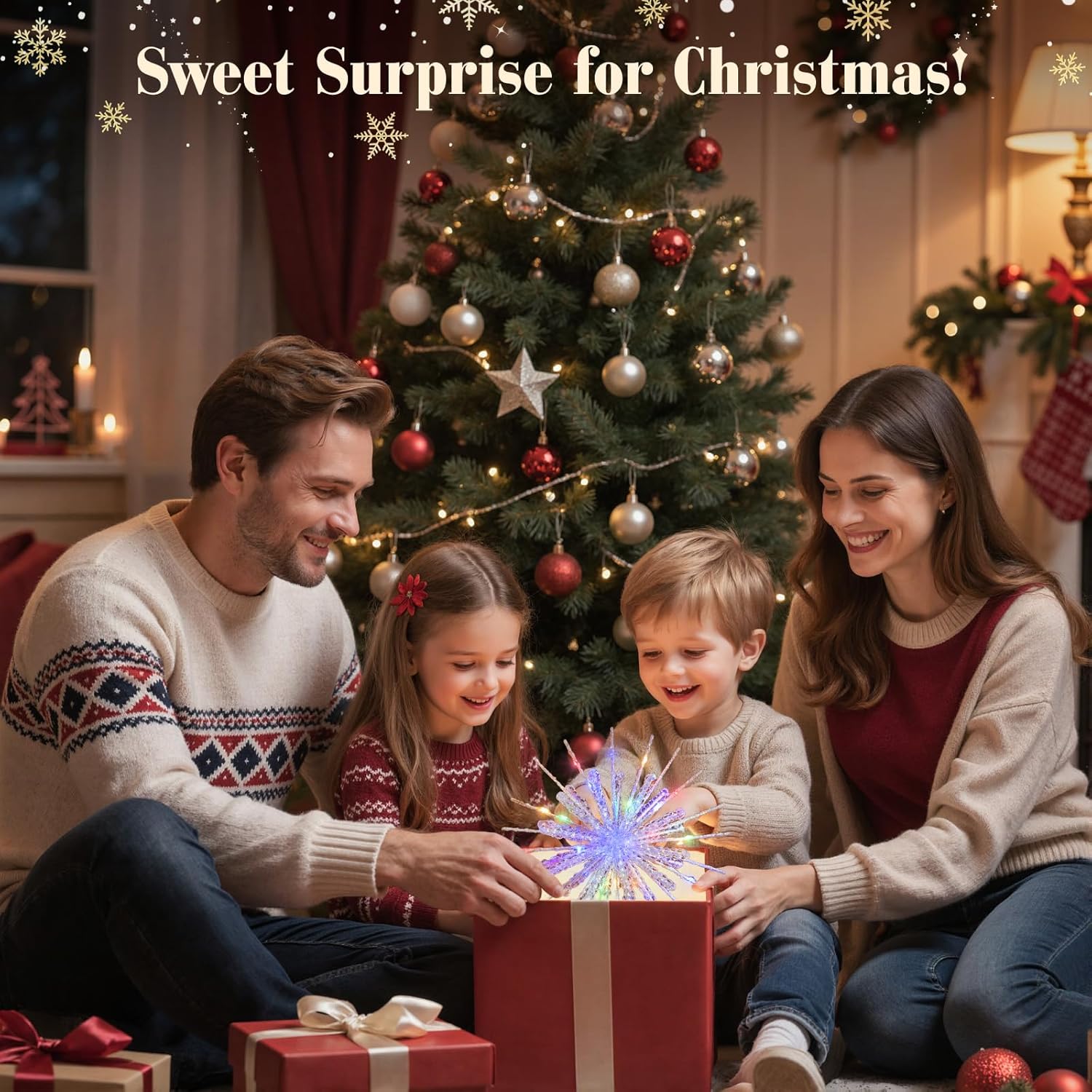 Lewondr Lighted Christmas Tree Topper – Premium Stocking Stuffer for Friends, Snowflake Design with 30 LEDs and 6H Timer