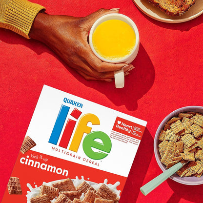 Life Multigrain Cinnamon Cereal – Kid-Approved Family Breakfast Cereal for School Mornings, Whole Grain Flakes with Milk