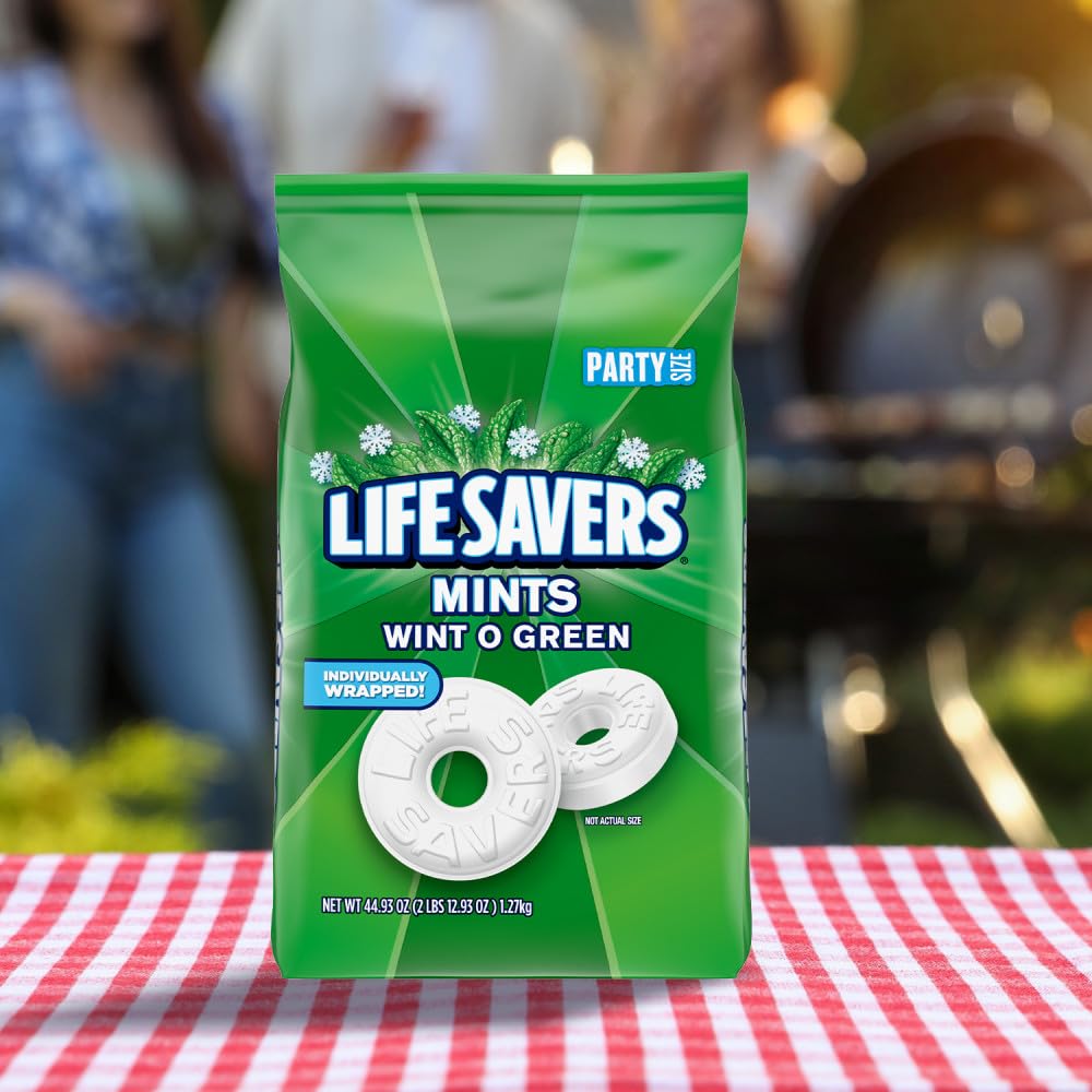 LIFE SAVERS Wint-O-Green Breath Mints – Travel-Friendly Picnic and Camping Companion, Sanitary Wrapped Pieces, 2.8 lb