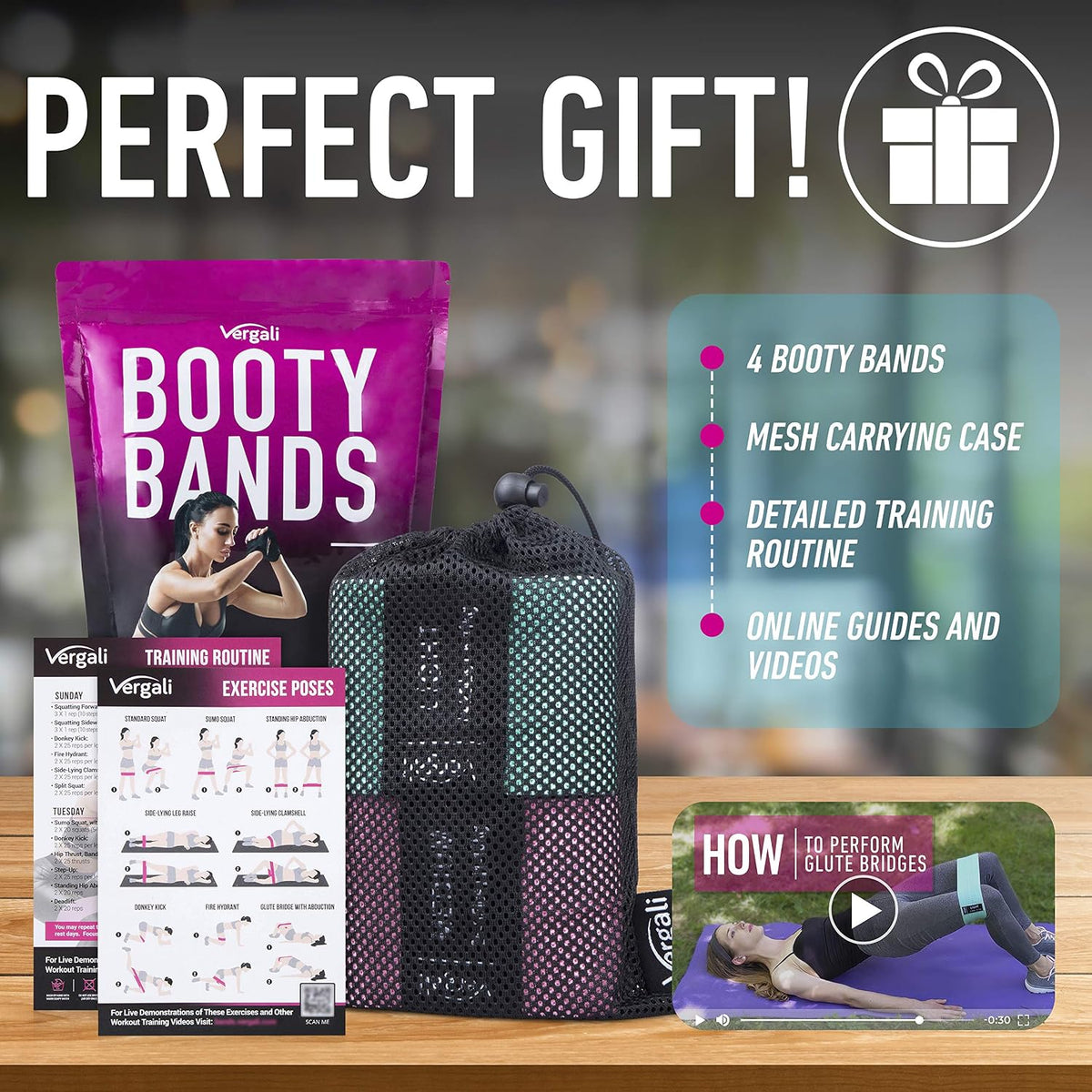 LiformeFit Resistance Band Kit – Streamlined Four-Band System with Carry Pouch for Clean Spaces
