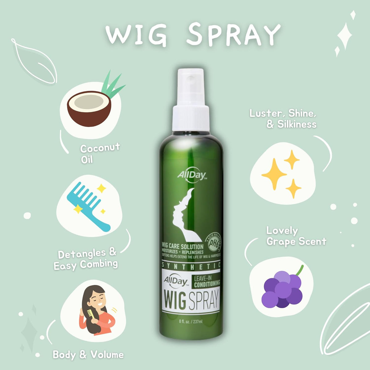 light grape scent designed to freshen wigs between washes