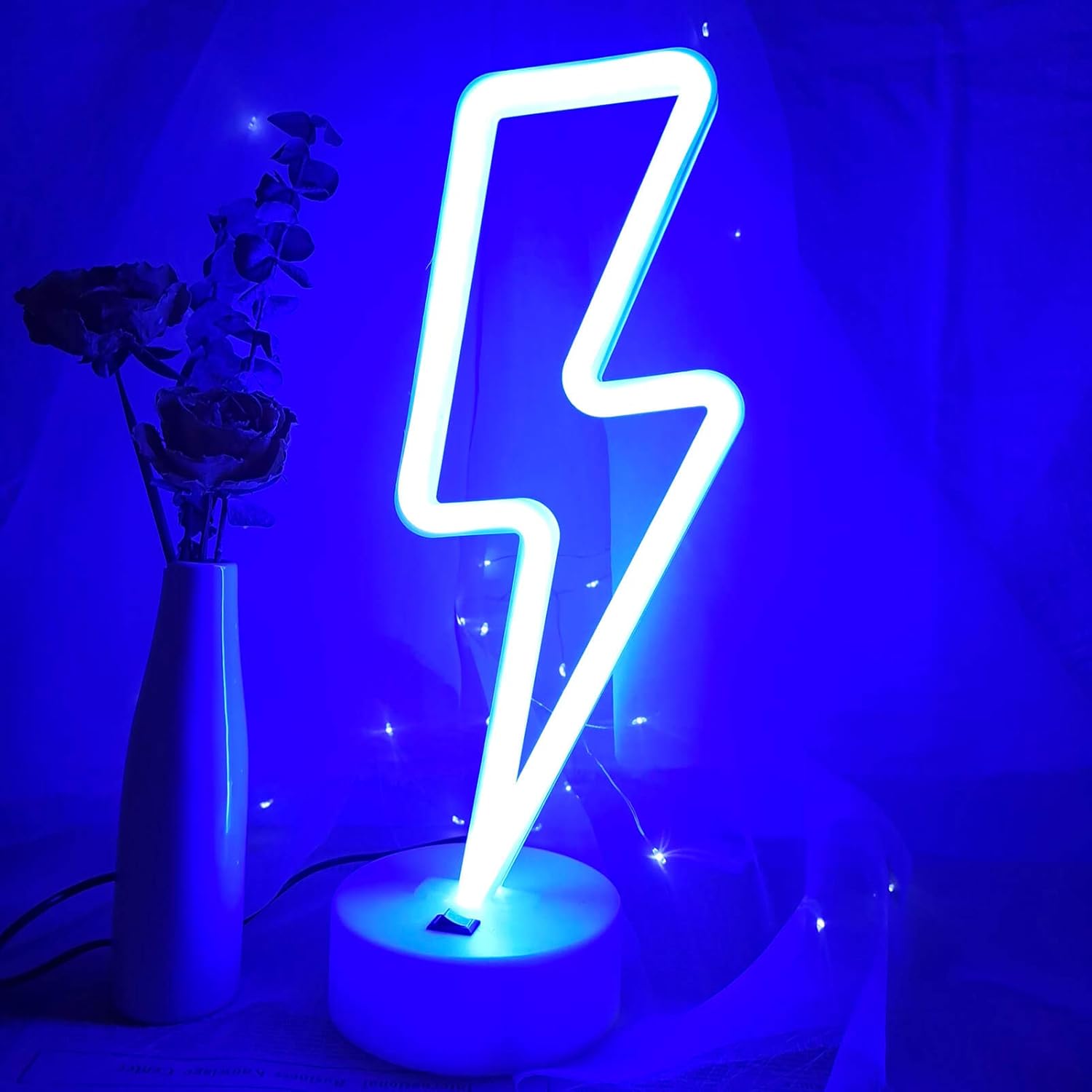 Lightning Bolt Neon Sign - Thoughtful Valentine's Day Gift for Her, Cute Battery Powered Ambient Night Light