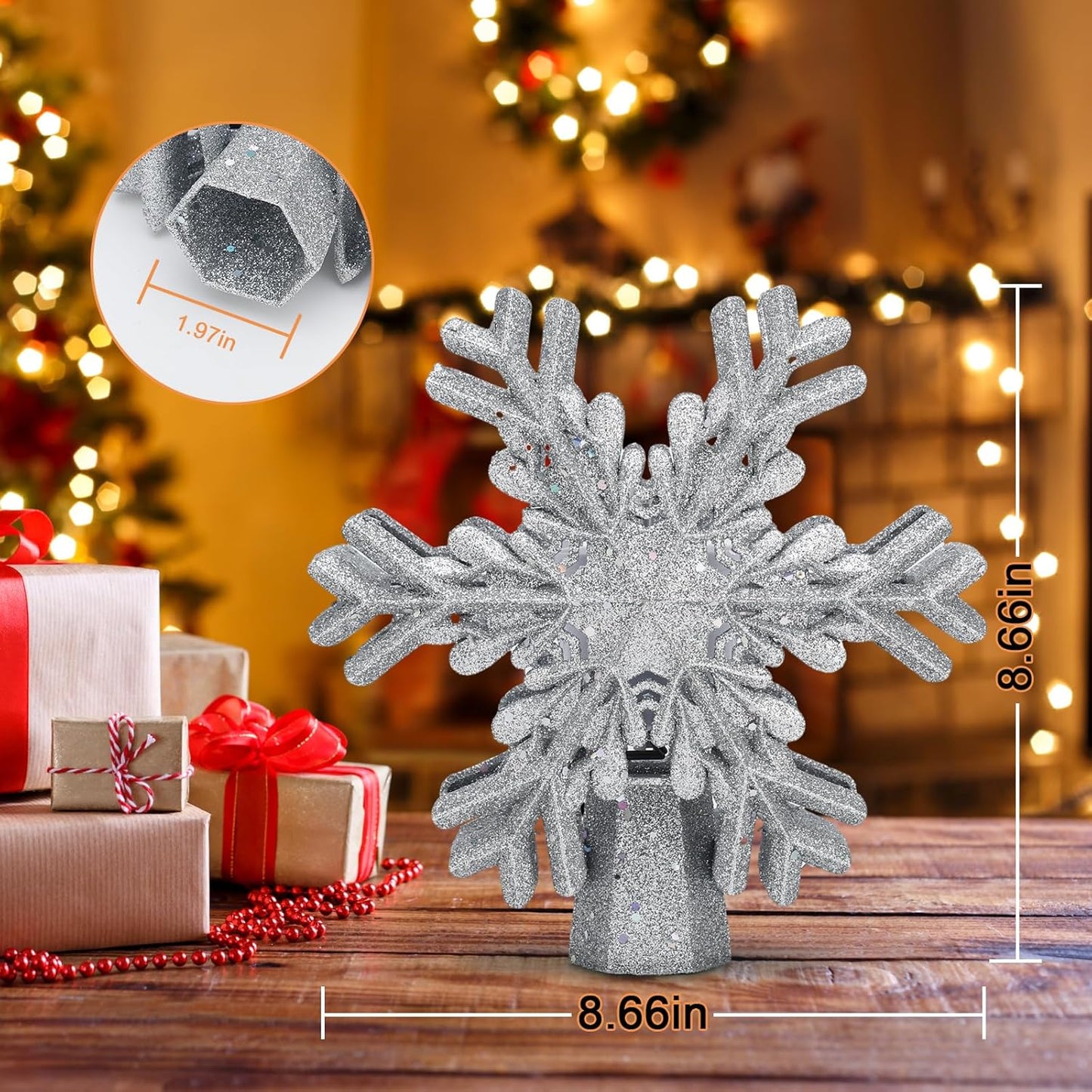 LightOfTree Silver Snowflake Xmas Topper – Housewarming & Holiday Present, Plug-and-Play LED Projector