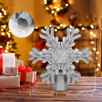 LightOfTree Silver Snowflake Xmas Topper – Housewarming & Holiday Present, Plug-and-Play LED Projector