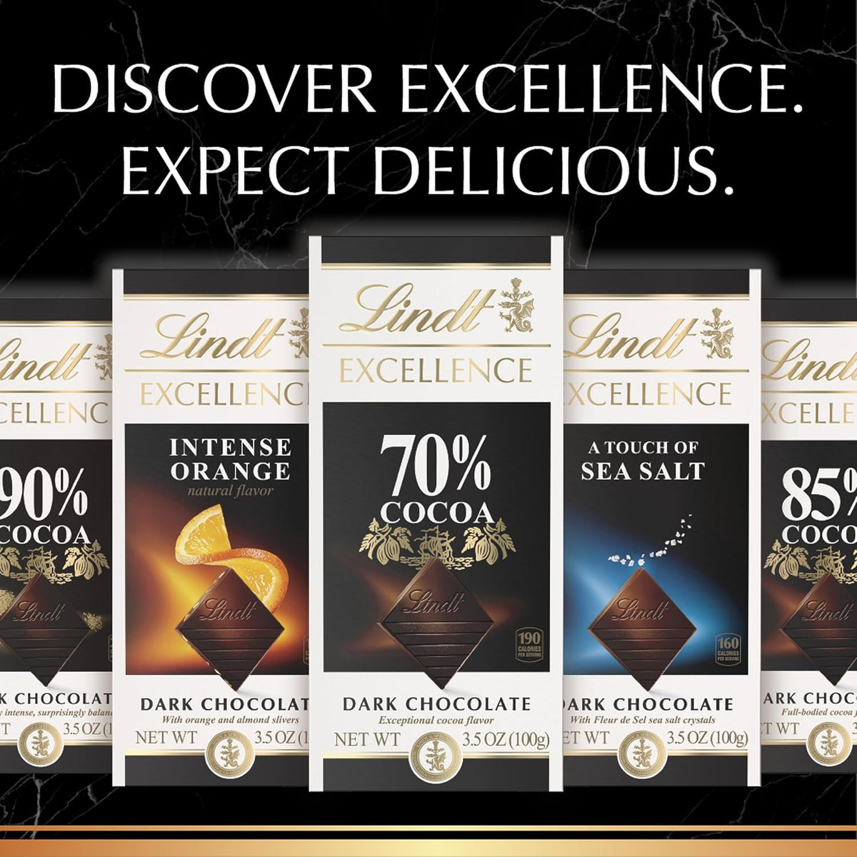 Lindt Excellence Sea Salt 3.5 oz Bars, Case of 12 – Guilt-Free Daily Indulgence with Controlled Square Portions