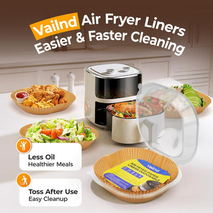 Linernest 8" Square Disposable Parchment Liners – Reliable Heat-Resistant Liner for 5-8QT Ninja Family Kitchens