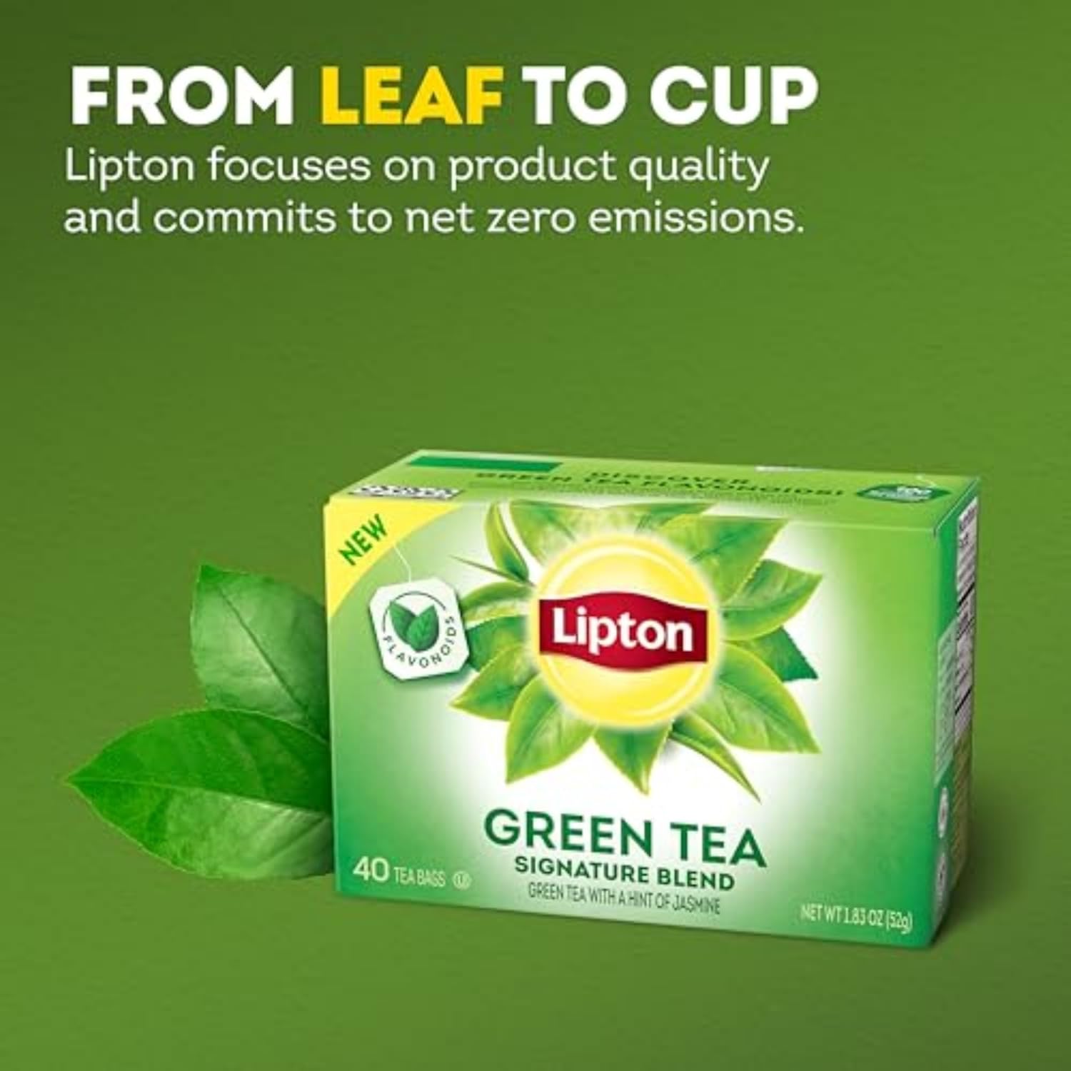 Lipton Jasmine Green Tea – Evening Wind-Down Beverage, Light Caffeine 6-30mg for Relaxation