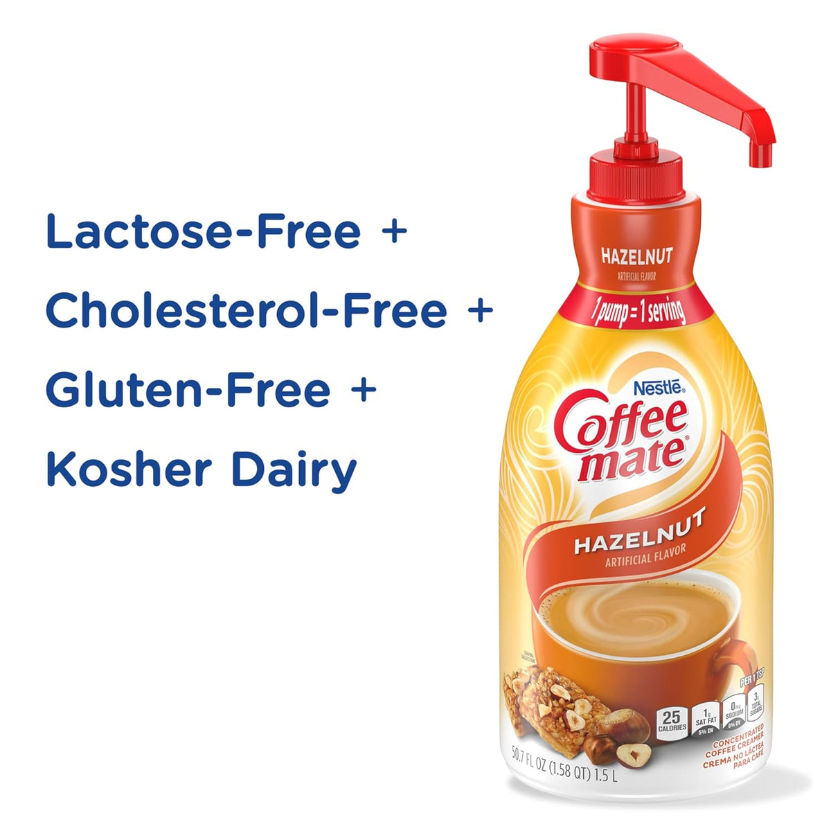 liquid concentrate formula thicker than standard liquid creamers for clean one-pump dispensing
